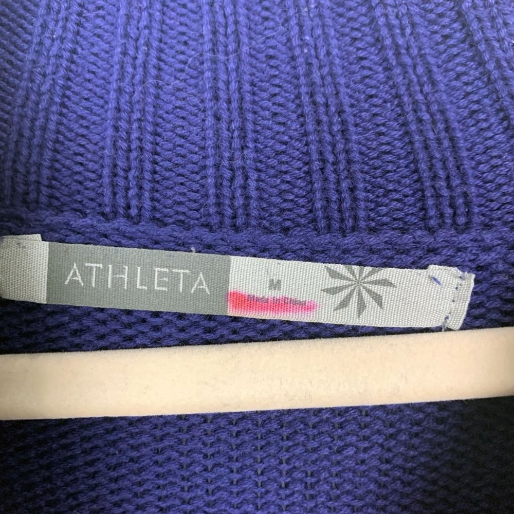 Athleta cowl-neck knit sweater tunic dress pocket rolled button sleeves - Picture 5 of 6